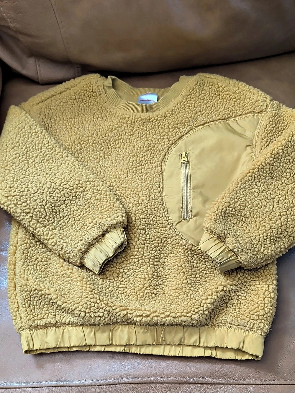 Hanna Andersson Faux Shearling Pull Over In Yellow